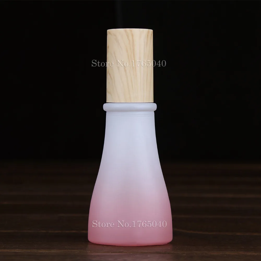 

50ml 50g Pink Cosmetics bottle jar/glass Wood cover Frosted glass makeup packing box / Emulsion Cream Bottle 50pcs/lot