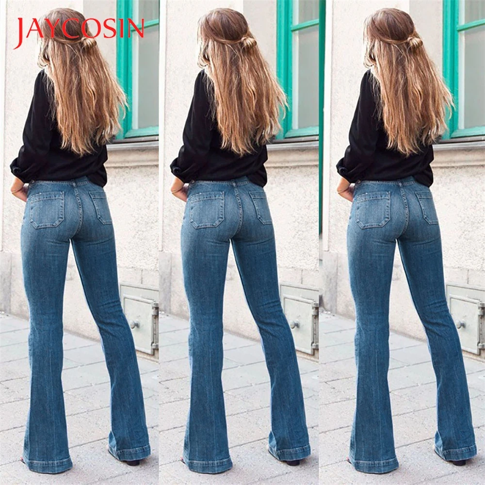 JAYCOSIN Осенние эластичные женские свободные джинсы с карманами повседневные штаны прочные джинсы для повседневной носки