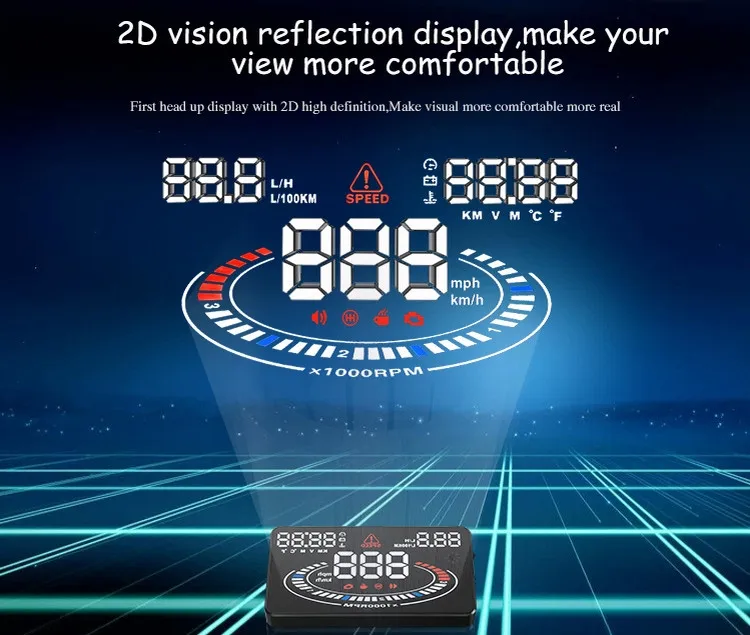 Universal E300 5.5 HUD Car Head Up Display OBD II Monitor Auto Digital Speedometers Overspeed Warning Windscreen Projector -4
