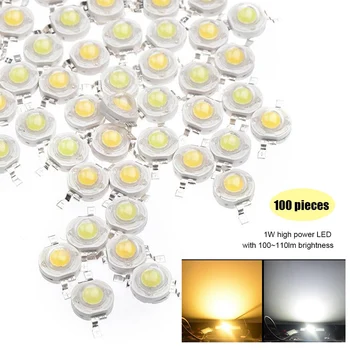 

100pcs/pack Watt 1 W High Power LED lamp 110-120LM LEDs Bulb light Emitting Diodes SMD Chip Wit voor Spotlight