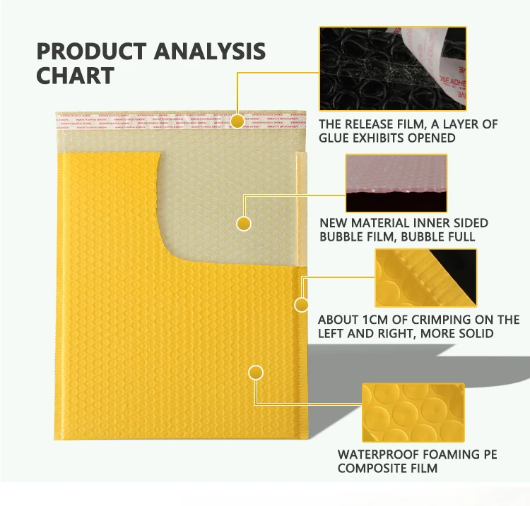 40 шт. 38*46 см желтый co-экструдированная пленка клатч-конверт с пузырьками одежда экспресс-вакуумные пакеты для одежды утолщение