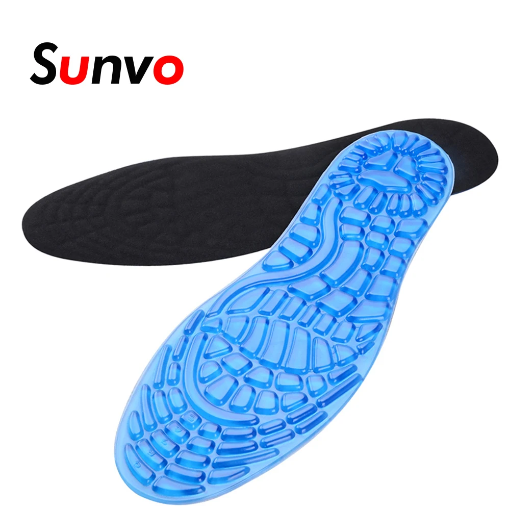Sunvo силиконовые гелевые спортивные беговые стельки с поглощением амортизации для мужчин и женщин Массаж Уход за ногами повседневная обувь подошва подушка