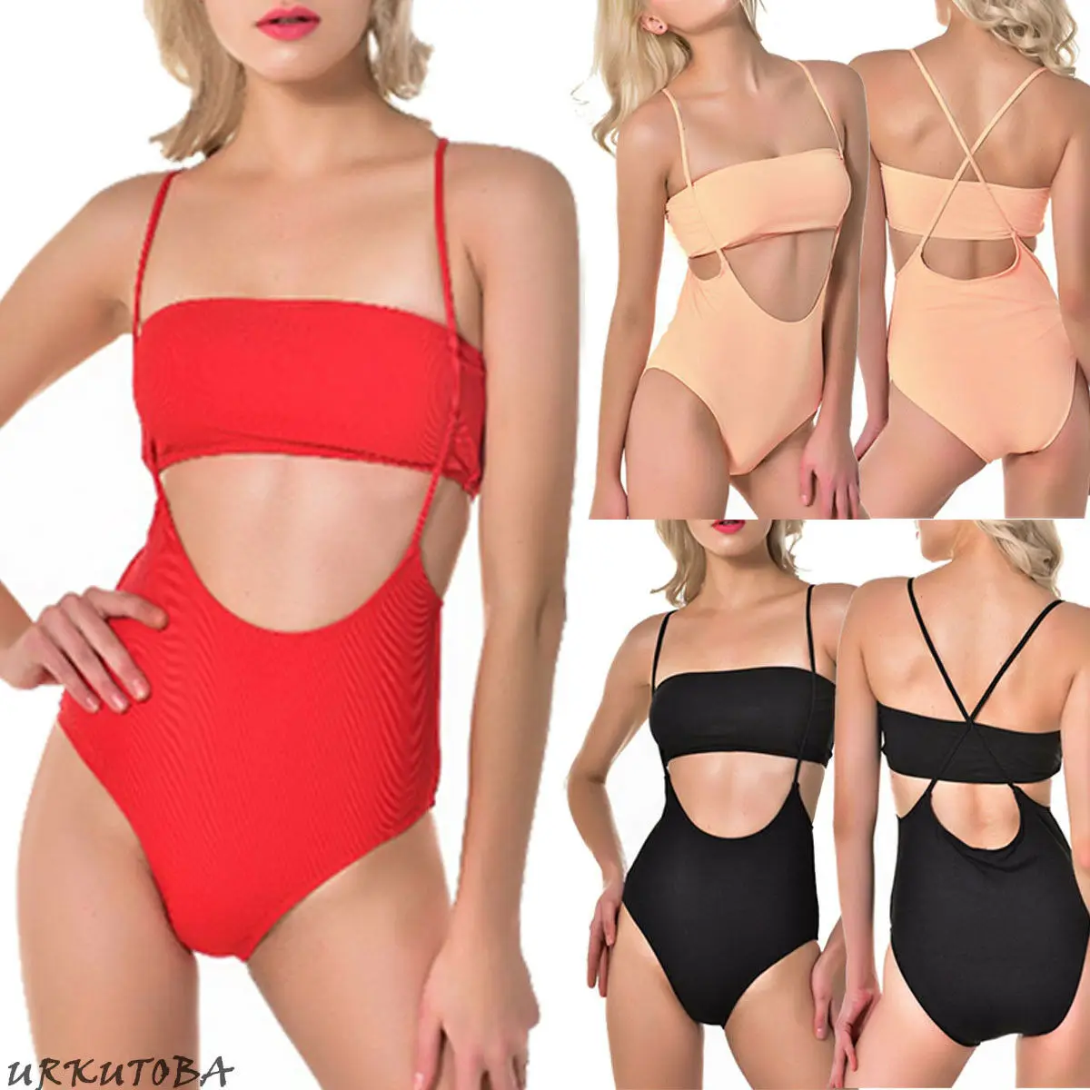 

2019 Womens Bandeau Bikinis Set Bathing Suit Women Swimsuit Bodysuit Bandage Bikini Set Swimwear Beach Swimsuit Monokini