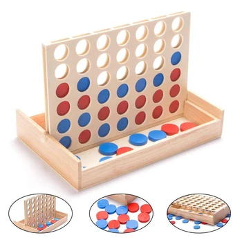 

Classic Family Puzzles Toy For Baby Board Fun Educational Toys Children Boys Girls Gifts Four In A Row Wooden Bingo Game Toy