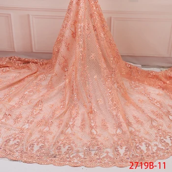 

2019 Latest High Quality Embroidery Tulle Net Lace with Sequins French Mesh Lace African Sequins Lace for Party Dress AMY2719B-1