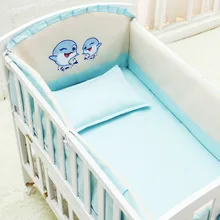 Baby Bedding Set 5 Pcs Pure Cotton Crib Bed Linen For Children Include Quilt Duvet Cover Pillow Pillowcase Flat Sheet Cot Kit promotion 7pcs embroidered cotton blue baby bedding set cartoon crib bedding set for girls 2bumper duvet sheet pillow