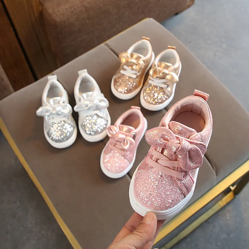 2019 Spring Autumn Girls Shoes Baby Kids Children Casual Shoes With Bow Knot Platform Sneakers Fashion Bling Shoes For Child 2019 Spring Autumn Girls Shoes Baby Kids Children Casual Shoes With Bow Knot Platform Sneakers Fashion Bling Shoes For Child