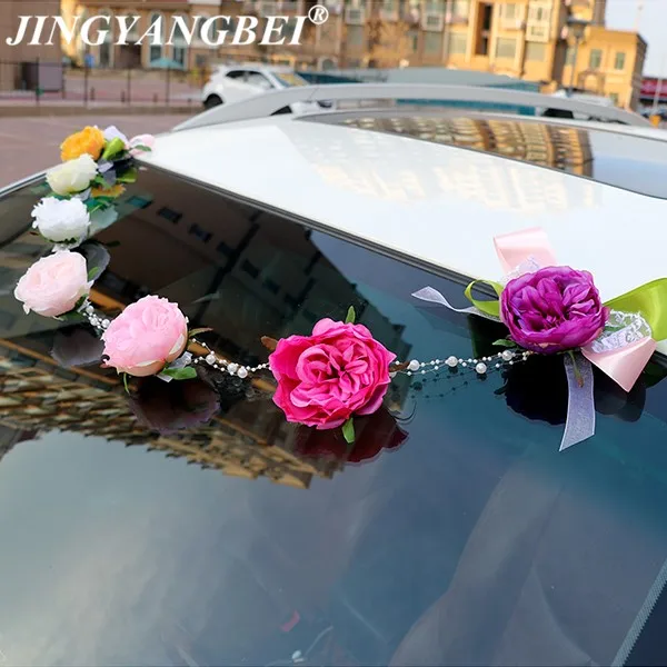 New Austin Artificial Rose Silk Flowers 110cm Car Roof Garland Wedding