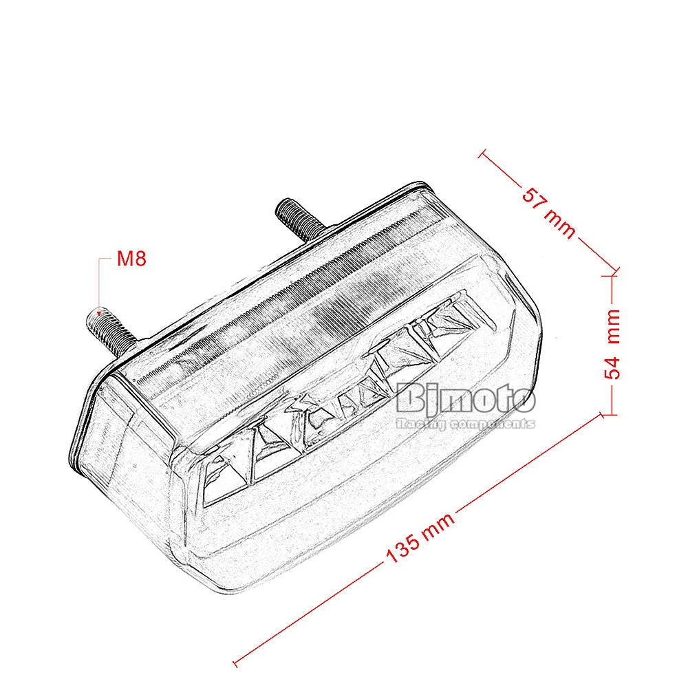 BJMOTO универсальные Встроенные светодиоды в мотоцикл задний тормоз ...
