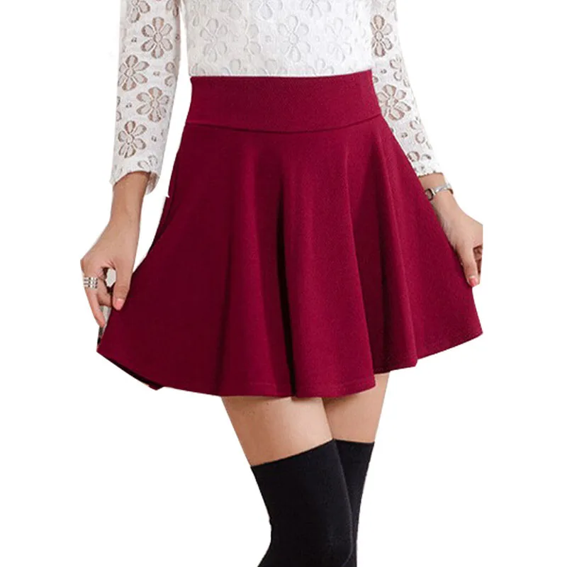 Danjeaner Корейская версия юбки Safty короткие женские юбки однотонная мини модная плиссированная юбка с высокой талией повседневная одежда - Цвет: wine