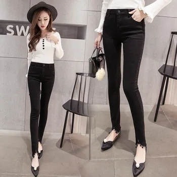

Ms. Spring 2018 new Slim was thin stretch pants feet pants waist jeans temperament
