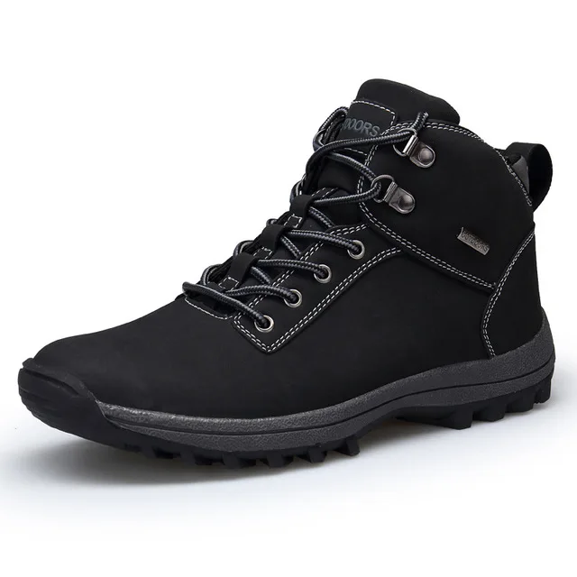 YWEEN/Мужская походная обувь, мужская кожаная обувь с микрофиброй, обувь для альпинизма и рыбалки, новая популярная Уличная обувь, мужские высокие кроссовки - Цвет: Black