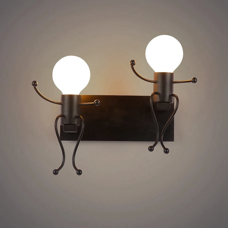 

E27 Iron Led Wall Lamp American Creative Wall Lights Metal Cartoon Robot Sconce Wall Lighting for Children room Luminaire