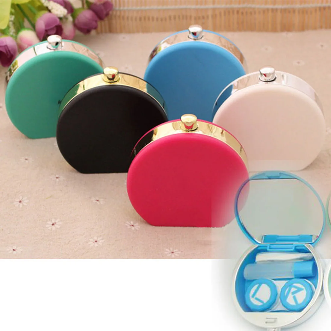 

Fashion Portable Cute Perfume Bottles Shape Mini Contact Lenses Box Eyewear Container