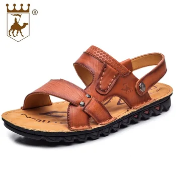 

Men Genuine Leather Sandals 2020 Classic Flats Soft Sole Beach Sandals Men Summer Anti-slip Comfortable Shoes AA50122