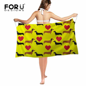 

FORUDESIGNS 3D Dachshund Dog Design Sexy Bikini Cover Ups Scarfs Summer Suncreen Beach Shawls for Women's Chiffon Thin Scarves