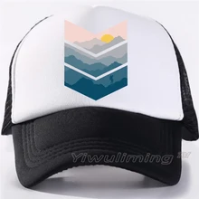 Новая летняя кепка-бейсболка геометрический принт с солнцем и пляжем крутая летняя черная для взрослых крутая бейсбольная сетчатая Кепка-бейсболка для мужчин Регулируемая