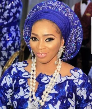 

blue white shine African Handcut organza lace fabric with Lots of sequins 5 yards for party dresses et050