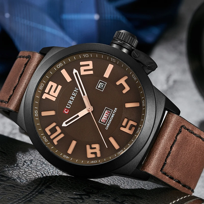 

2018 New CURREN Watch Men Top Brand Fashion Casual Business Quartz Wristwatch Leather Men Watch Clock Waterproof Relogio 8270