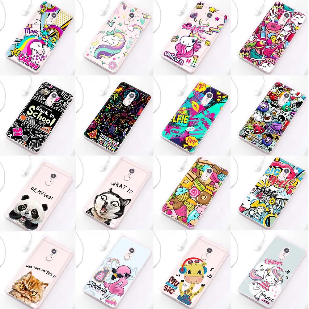 

Phone Case For Xiaomi mi A1 Max 2 Redmi note3 4X 5A 5 Plus Pro mi6 5X Cute Rainbow Horse Graffiti TPU Soft Silicone Back Cover