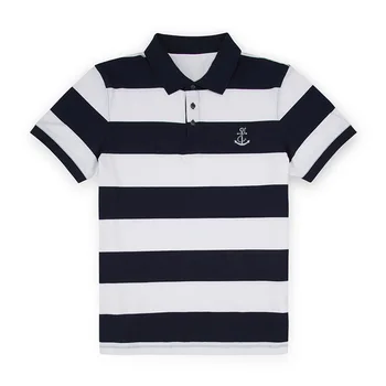 

Mens Boat Anchor With Rope Embroidered Knit Striped Short Sleeve Polo Shirts