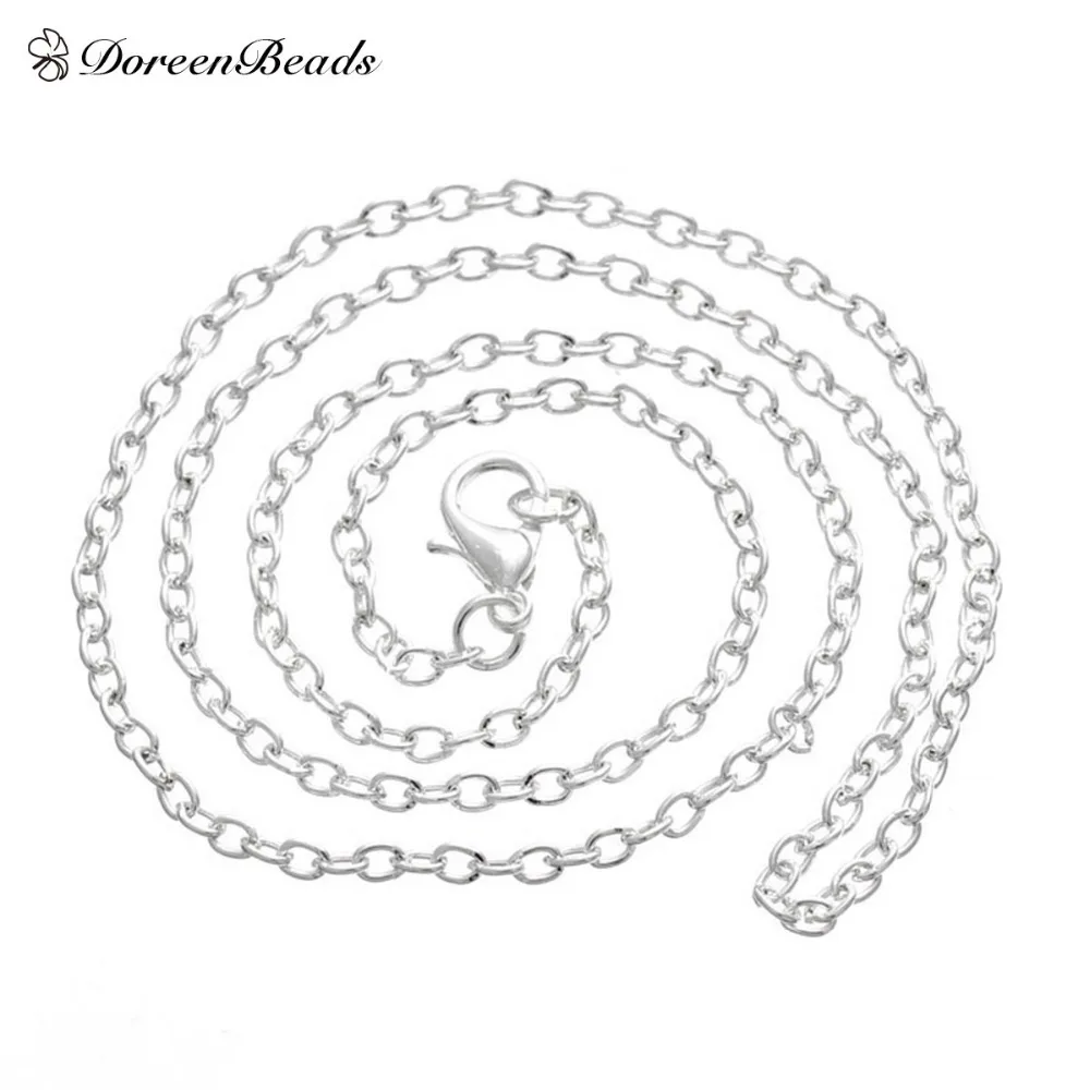 

DoreenBeads silver color Lobster Clasp Cable Link Necklaces Fashion Chain Necklaces 18" 12pcs (B12716)