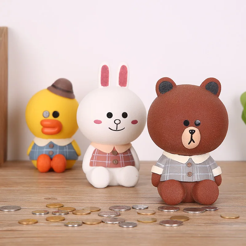 

White Rabbit Cute Piggy Bank Action Figurines Toys Bear Piggy Bank Money Box Collection Model Toy Home Decoration Money Boxes