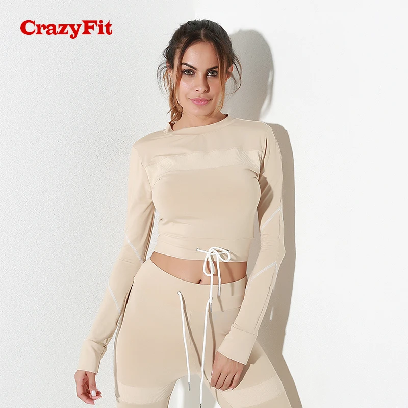 CrazyFit комплект из 2 предметов для йоги с длинным рукавом 2018 женский укороченный