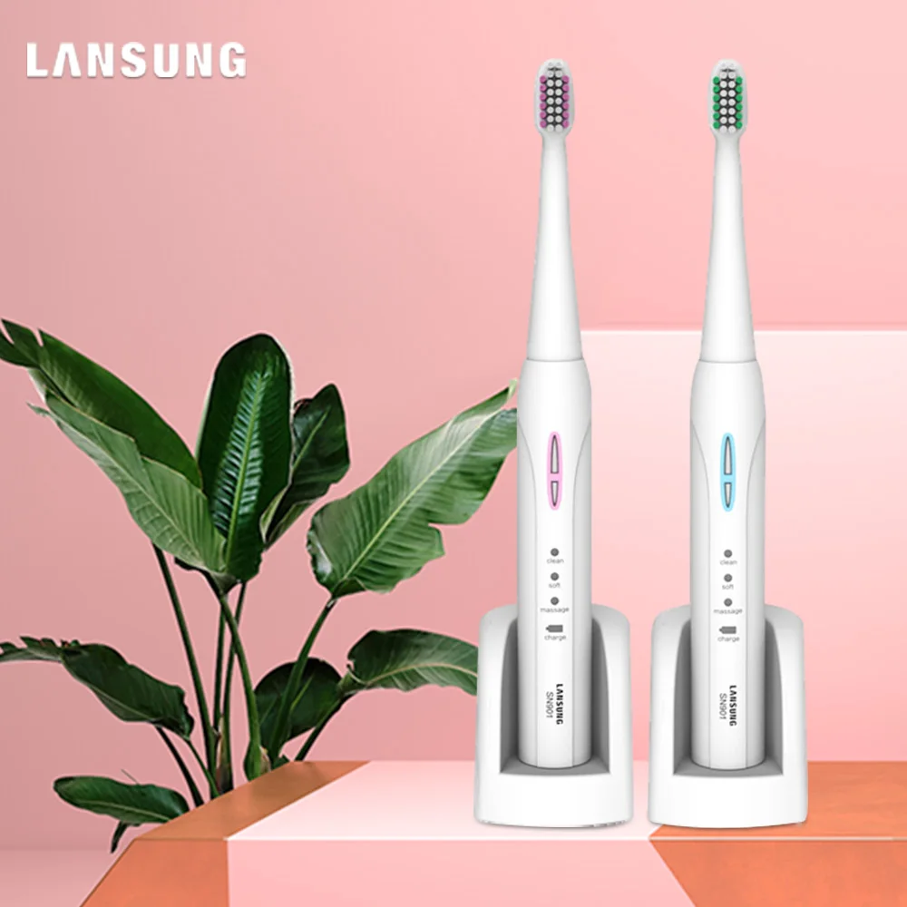 Lansung Sonic Electric Toothbrush Ultrasonic Whitening Teeth Vibrator tooth brush Dental Care Oral Hygiene Washable 4 brush head Lansung Sonic Electric Toothbrush Ultrasonic Whitening Teeth Vibrator tooth brush Dental Care Oral Hygiene Washable 4 brush head