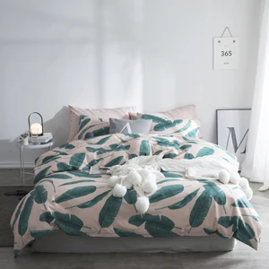 Pastoral Style Leaves Bedding Set Cotton Twin Queen Size 4Pcs Print Duvet Cover Flat Sheet/Fitted Sheet Pillow Cases - Цвет: 20180392