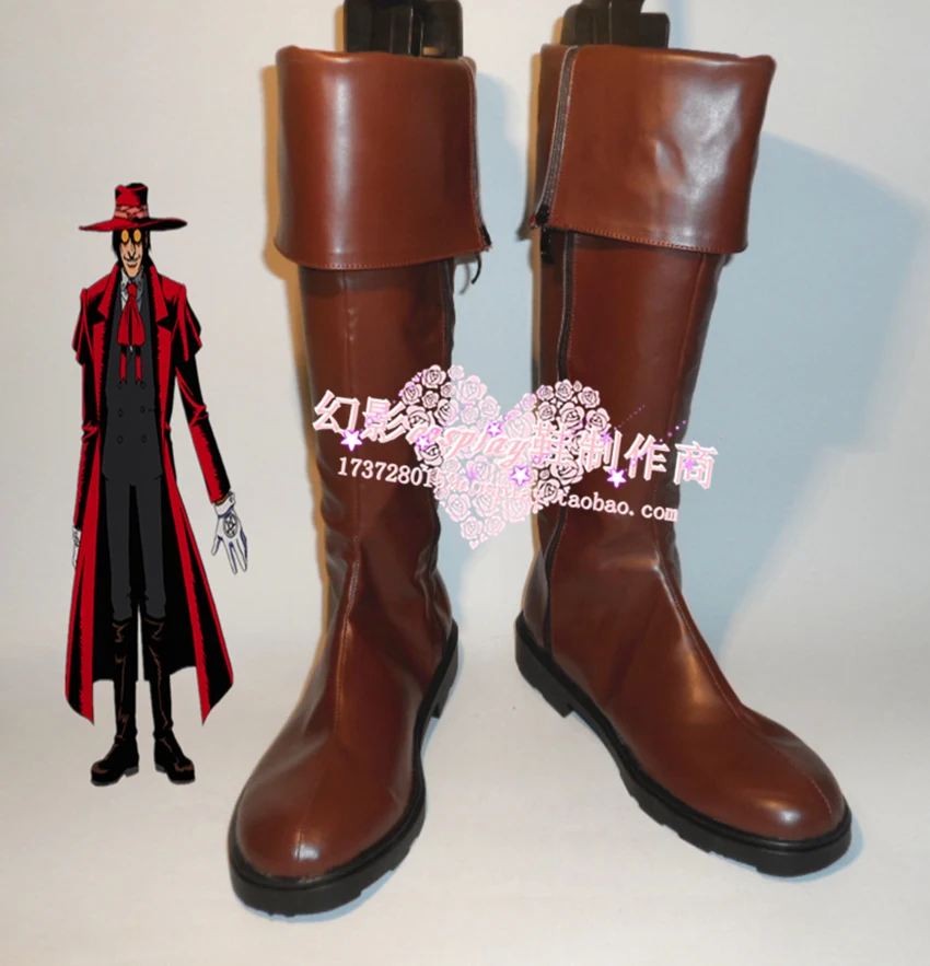 

HELLSING Alucard Cosplay Shoes Halloween Brown High Boots Custom-made