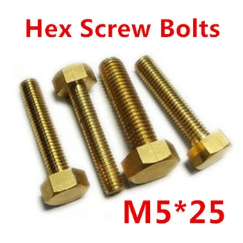 

free shipping 50 pieces Metric Thread M5*25mm Brass Outside Hex Screw Bolts