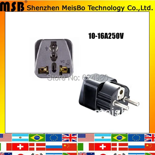 Grounded Travel converter 10 16A 250V ABS french 2p converter uk to