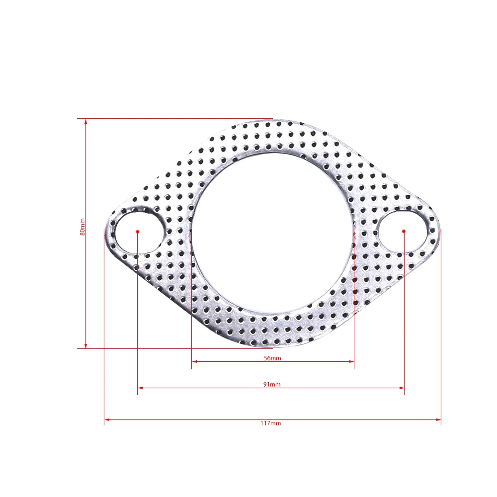 2,25 дюймов 56 мм автомобильный двигатель выхлопная прокладка фланец трубы Универсальный алюминиевый выхлопной трубы прокладка с двумя отверстиями 5 шт./лот