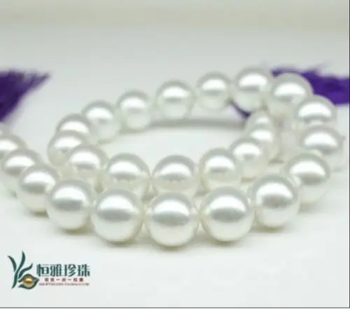 

FREE shipping>>>>>>Huge 14mm Natural south sea round white pearl necklace good luster 6.07
