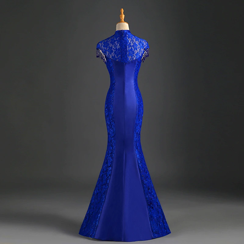 Bordado de lentejuelas vestidos de noche largo sirena Formal baile de graduación fiesta chino tradicional vestido Oriental 2019 nuevo estilo qipao vestido - 3