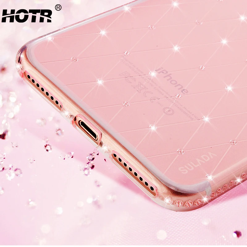 Hotr Стразы Алмазный чехол для iphone 8 plus 7 прозрачный гибкий мягкий полиуретановый 6 6s