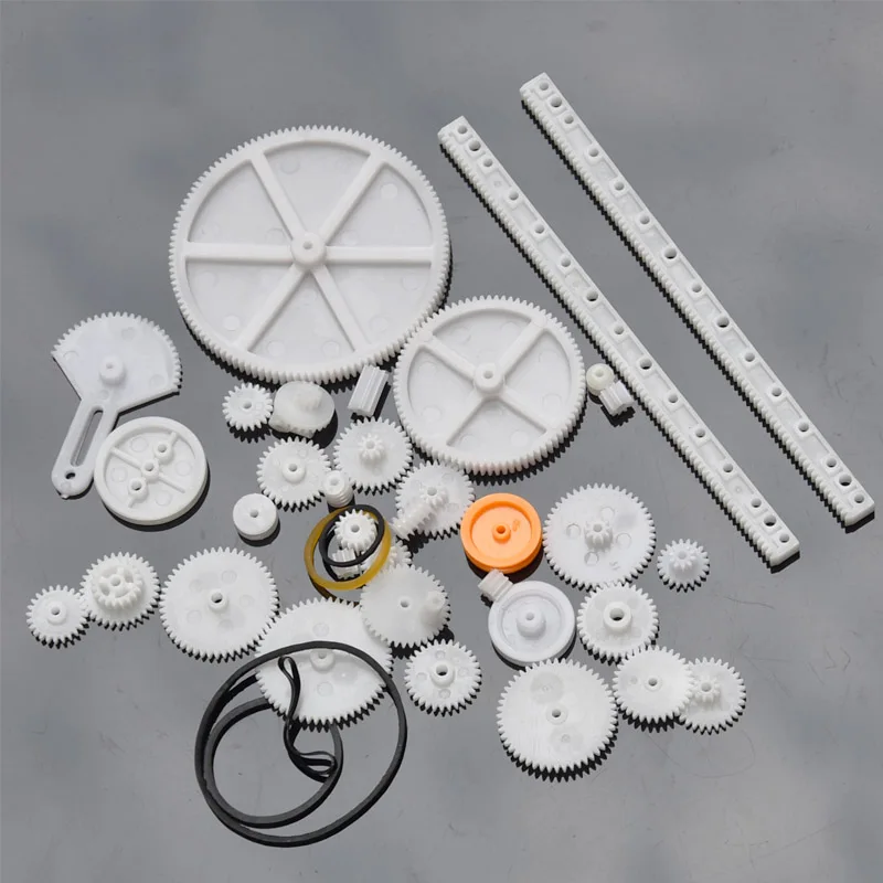 Buy 34Pcs Mixed Plastic Gear Motor Gearbox Pulley Worm