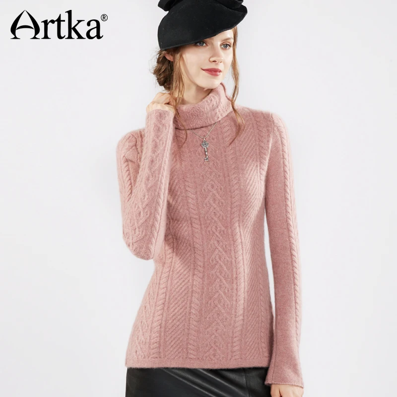 

ARTKA 2018 Autumn&Winter Turtleneck 100% Wool Extra Thick Warm Slim Sweater Pullover SC10270D
