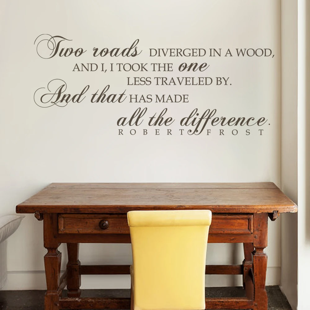 Vinyl Strasse Nicht Genommen Robert Frost Gedicht Quote Wandtattoo 22 X 9 Wall Decals Stickers Wall Lettersdecal Sticker Aliexpress