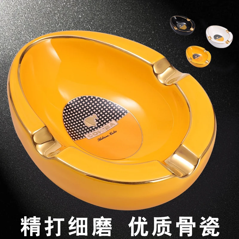 

COHIBA Luxury Gadgets High-end Ceramic Cigar Ashtray Holder 3 Rests Table COHIBA Ashtray