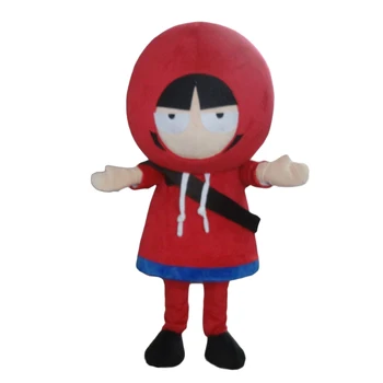 

Latest high quality Beautiful Red Little Girl Mascot Costume With Red Cute Hat Short Black Hair Holiday special clothing