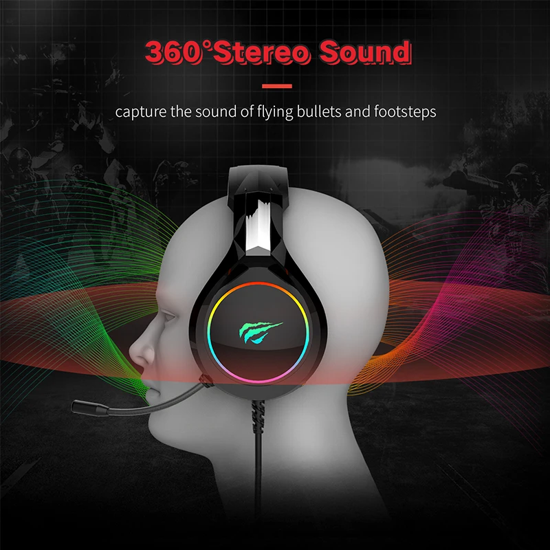 HAVIT Gaming Headset PC USB 3.5mm Wired XBOX / PS4 Headsets with 50MM Driver, Surround Sound & HD Microphone for Computer Laptop