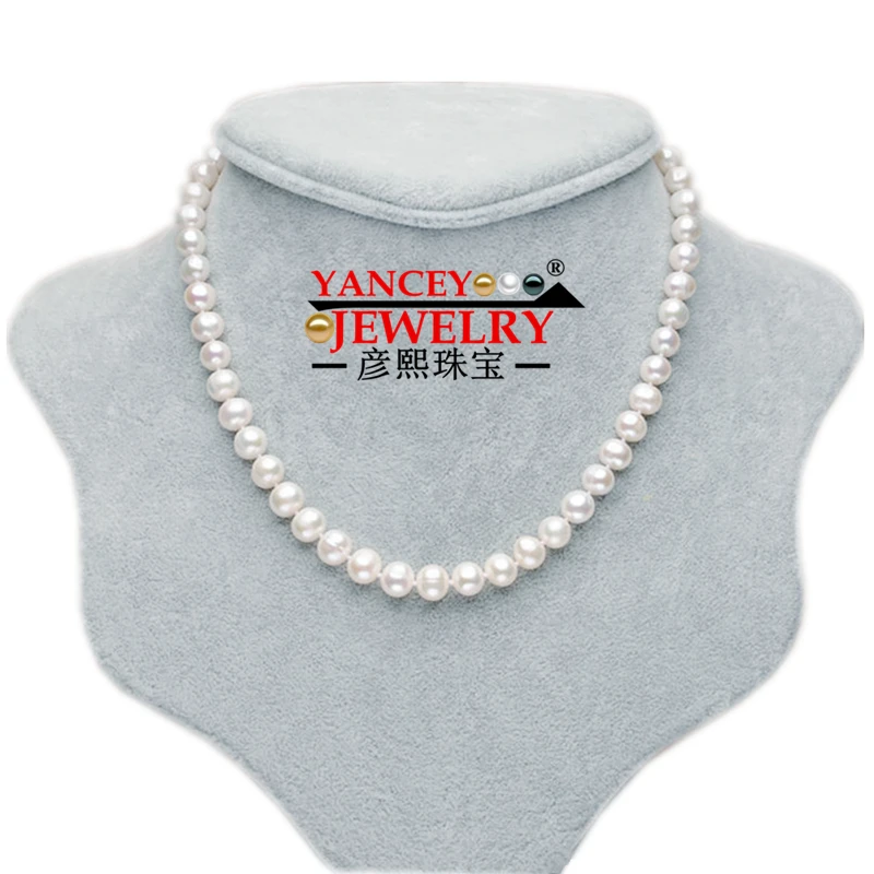 YANCEY натуральный 7-8 мм белый пресноводный жемчуг наборы для женщин 925 стерлингового серебра серьги свадебный набор ювелирные изделия из жемчуга