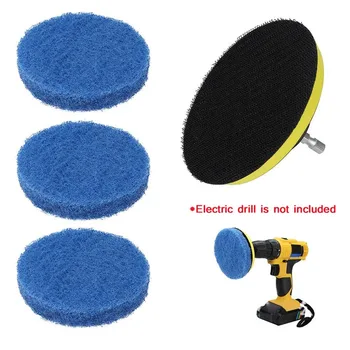 

3x Pads+1x Plate Car Polishing Tools Power Scrubber Electric Drill Plate Household Cleaning Sofa Bathroom Tile Waxing Kit