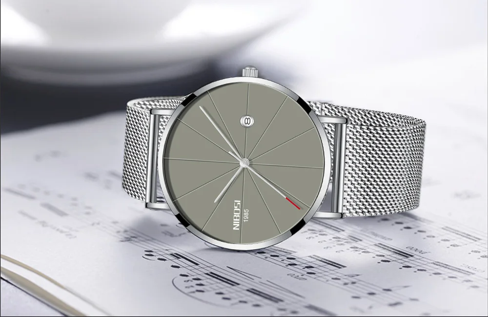 NIBOSI watch men black quartz wristwatches stainless steel mesh brand  watches men ultra thin quartz relogio masculino dourado (8)
