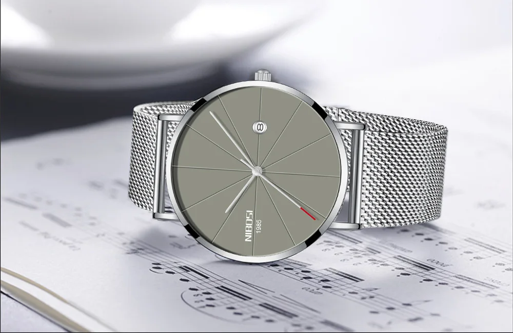 NIBOSI watch men black quartz wristwatches stainless steel mesh brand watches men ultra thin quartz relogio masculino dourado (8)