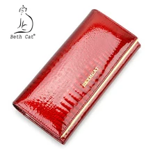 Beth Cat Women Genuine Leather Wallet Lady Hasp Purses Alligator Long Money Clips Crocodile Pattern Wallets Luxury Style