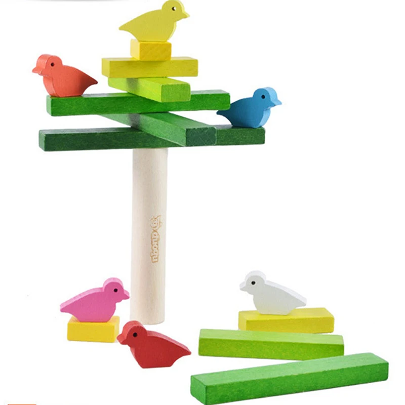 Птицы деревянные блоки с высокими деревьями для строительства игрушки ребенок ранняя игрушка для обучения подарки
