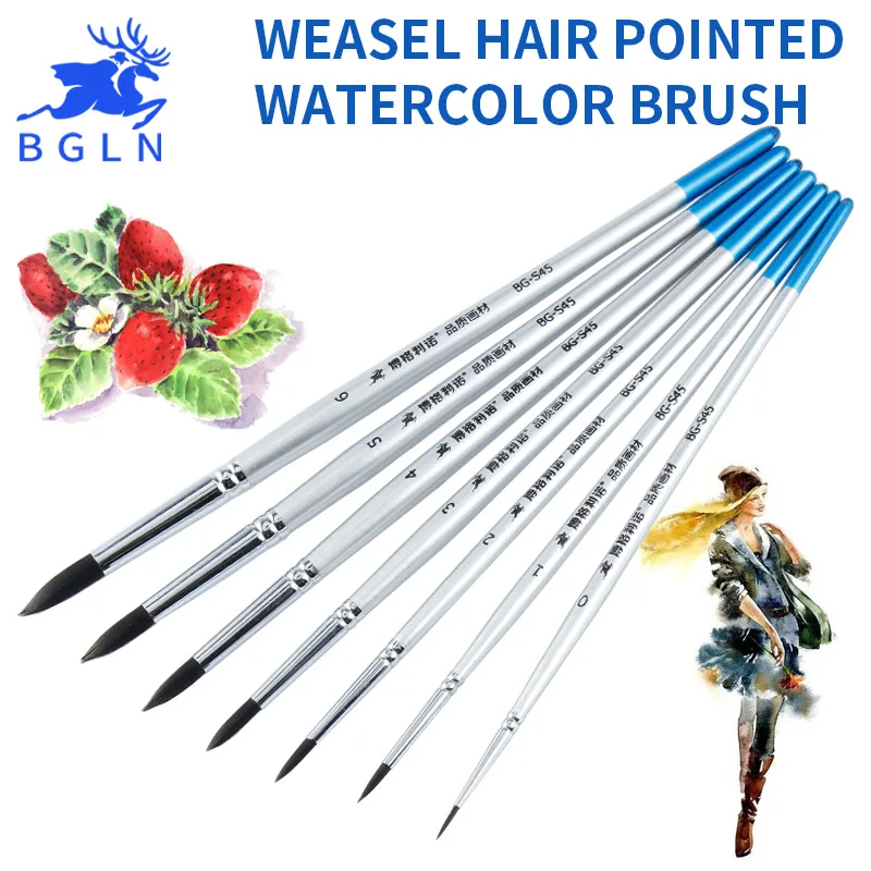 

Bgln 1Piece Pointed Mix Hair Professional Watercolor Paint Brush Pointed Watercolor Painting Brush Drawing Art Supplies BG-S45